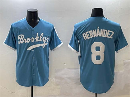 Brooklyn Dodgers #8 Enrique Hernández Light Blue Stitched Baseball Jersey - Main View
