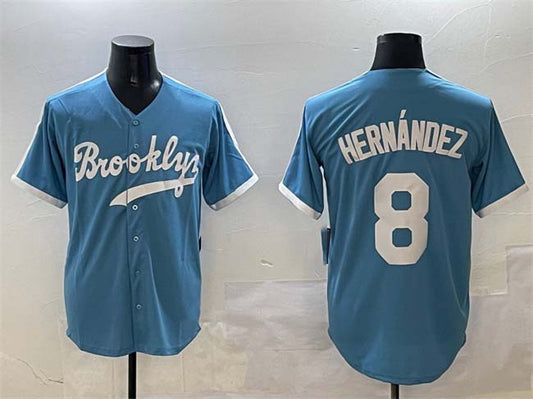 Brooklyn Dodgers #8 Enrique Hernández Light Blue Stitched Baseball Jersey - Main View