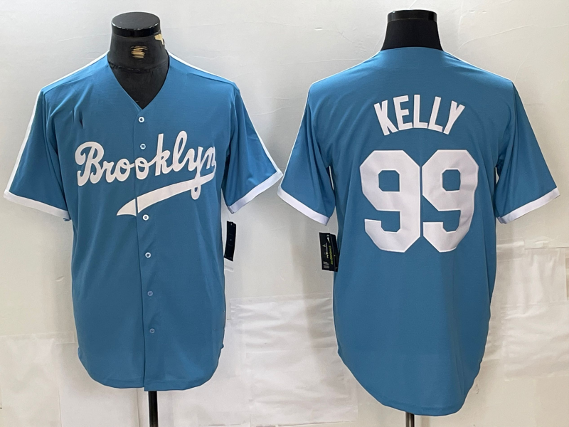 Brooklyn Dodgers #99 Joe Kelly Light Blue Cooperstown Collection Cool Base Baseball Jerseys - Main View