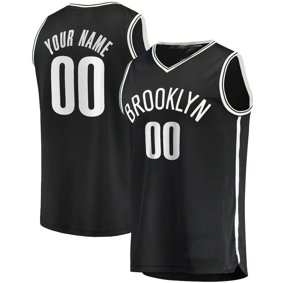 Custom B.Nets Fanatics Branded Fast Break Replica Jersey Black Icon Edition American Stitched Basketball Jersey - Main View