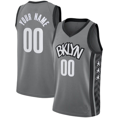 Custom B.Nets Jordan Brand Swingman Jersey Statement Edition Gray American Stitched Basketball Jersey - Main View