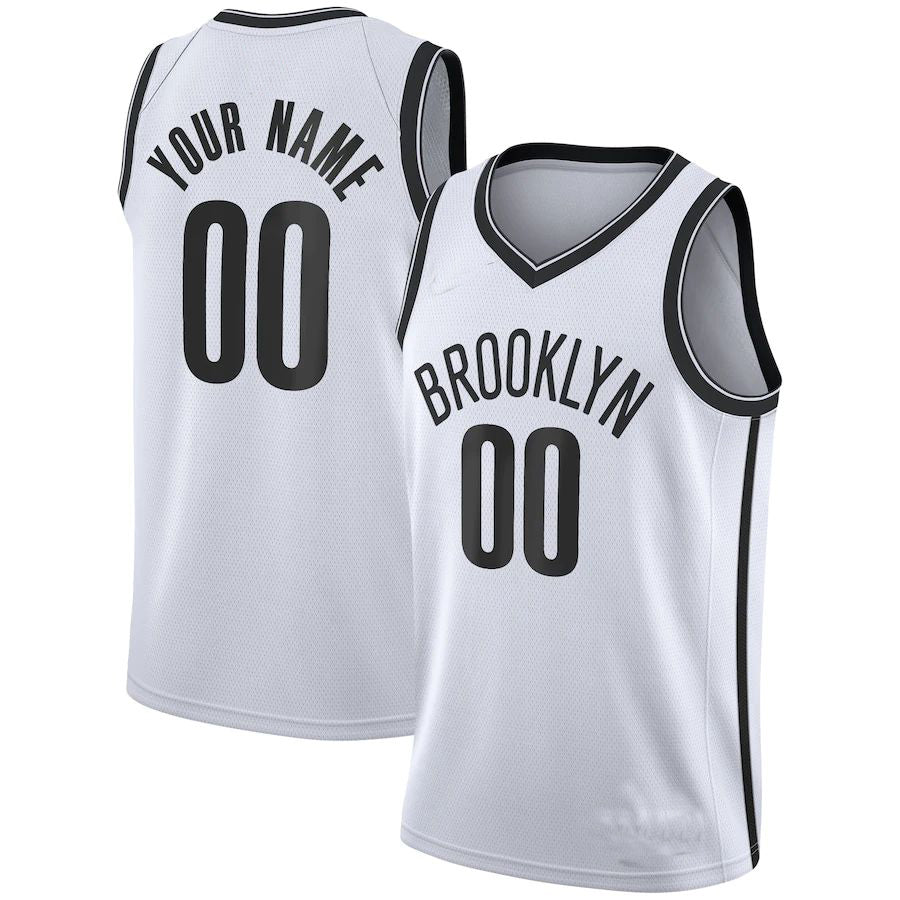 Custom B.Nets 2020-21 Swingman Jersey Association Edition White American Stitched Basketball Jersey - Main View