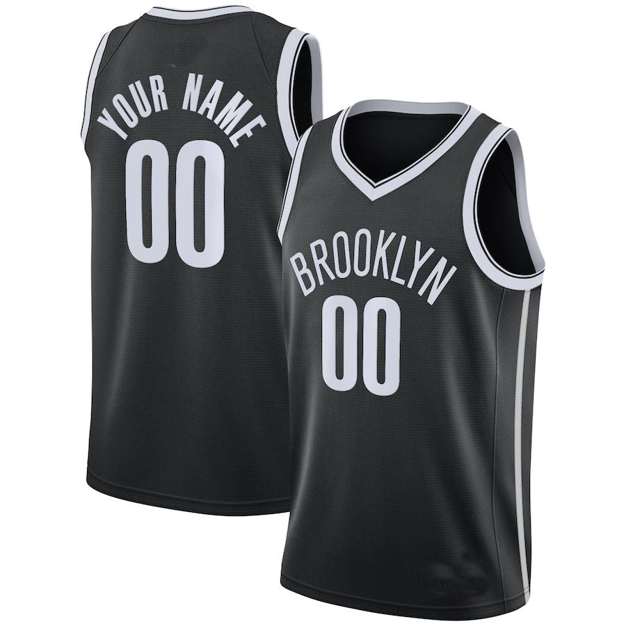 Custom B.Nets 2020-21 Swingman Jersey Icon Edition Black American Stitched Basketball Jersey - Main View