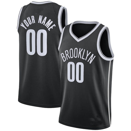 Custom B.Nets 2020-21 Swingman Jersey Icon Edition Black American Stitched Basketball Jersey - Main View