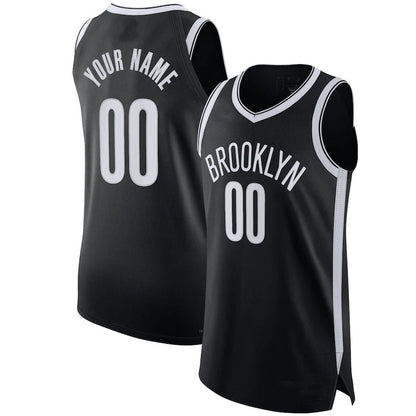 Custom B.Nets  2021-22 Diamond Swingman Authentic Jersey Icon Edition Black American Stitched Basketball Jersey - Main View