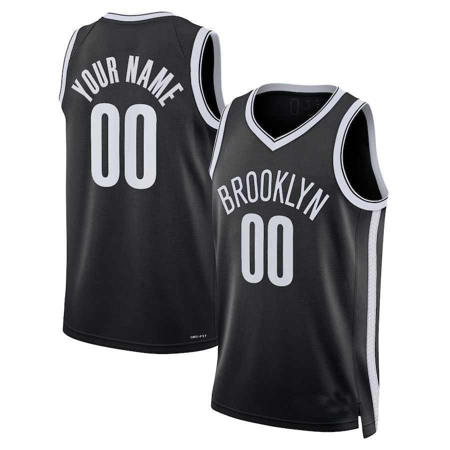 Custom B.Nets 2021-22 Diamond Swingman Jersey Icon Edition Black American Stitched Basketball Jersey - Main View