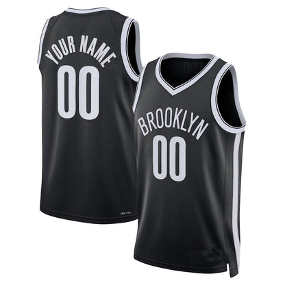 Custom B.Nets 2021-22 Diamond Swingman Jersey Icon Edition Black American Stitched Basketball Jersey - Main View