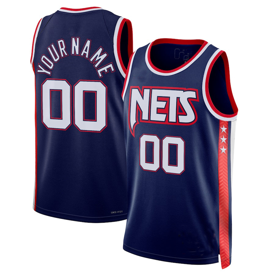 Custom B.Nets 2021-22 Swingman Jersey  City Edition Navy American Stitched Basketball Jersey - Main View