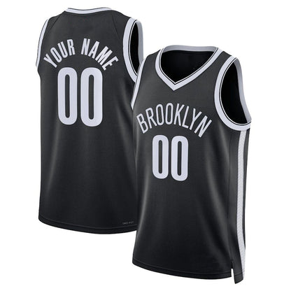Custom B.Nets Unisex 2022-23 Swingman Jersey Black Icon Edition American Stitched Basketball Jersey - Main View
