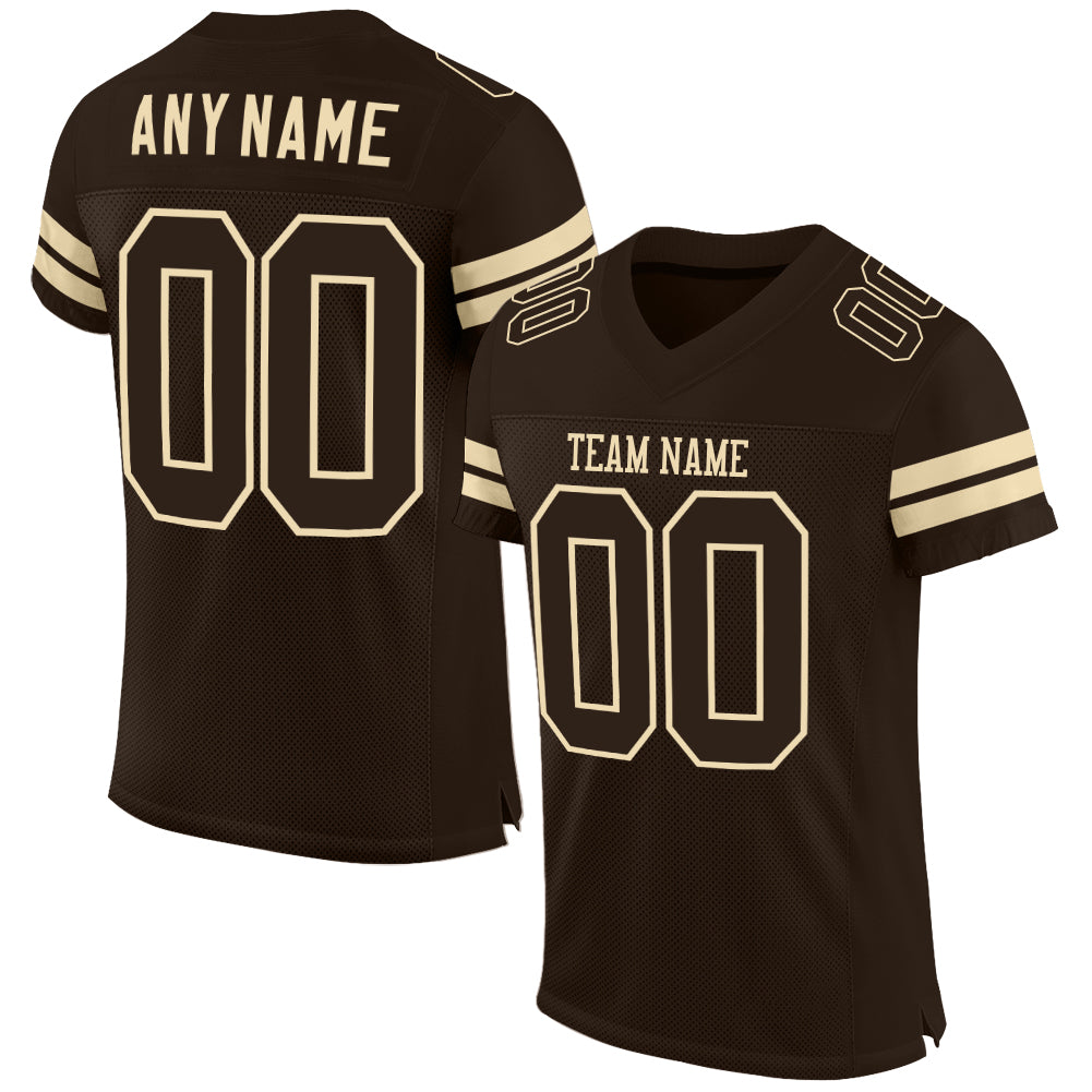 Custom Brown Brown-Cream Mesh Authentic Football Jersey - Main View