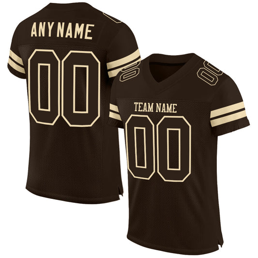 Custom Brown Brown-Cream Mesh Authentic Football Jersey - Main View