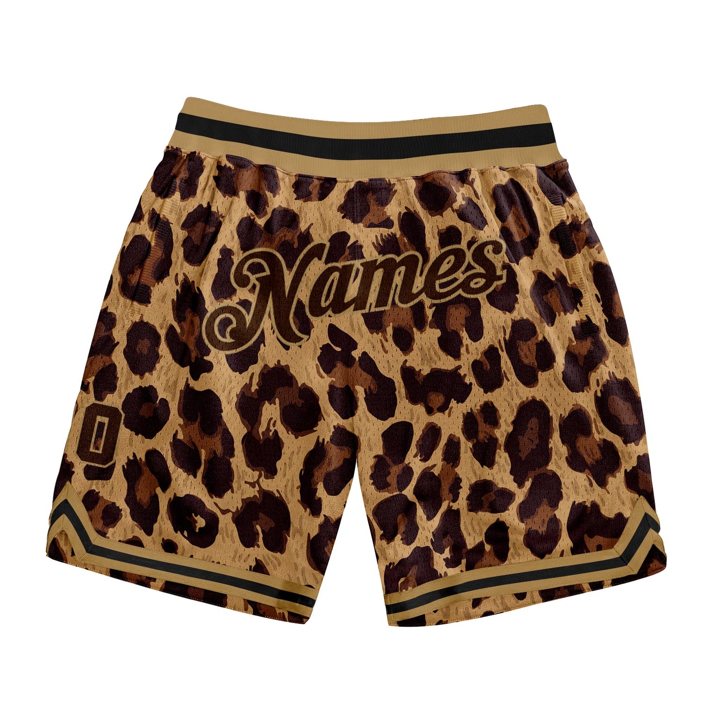 Custom Brown Brown-Old Gold 3D Pattern Design Leopard Authentic Basketball Shorts - Main View