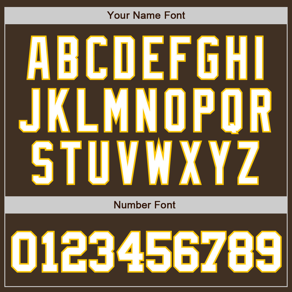 Custom Brown White-Gold Authentic Baseball Jersey view 5