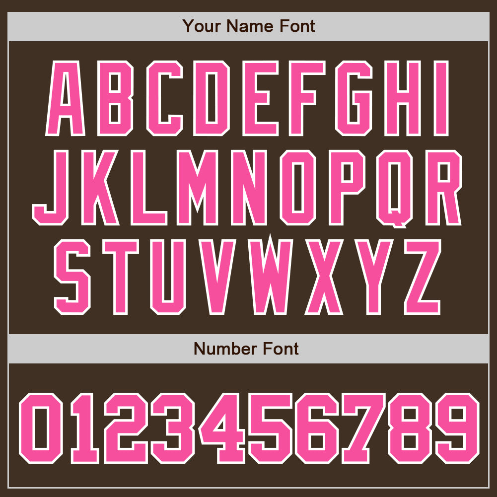 Custom Brown Pink-White Authentic Baseball Jersey view 5