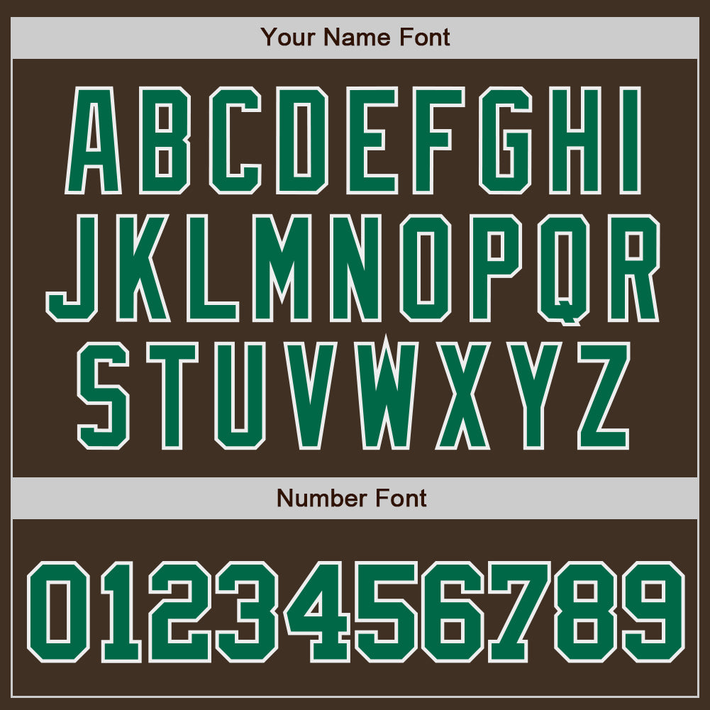 Custom Brown Kelly Green-White Authentic Baseball Jersey view 5