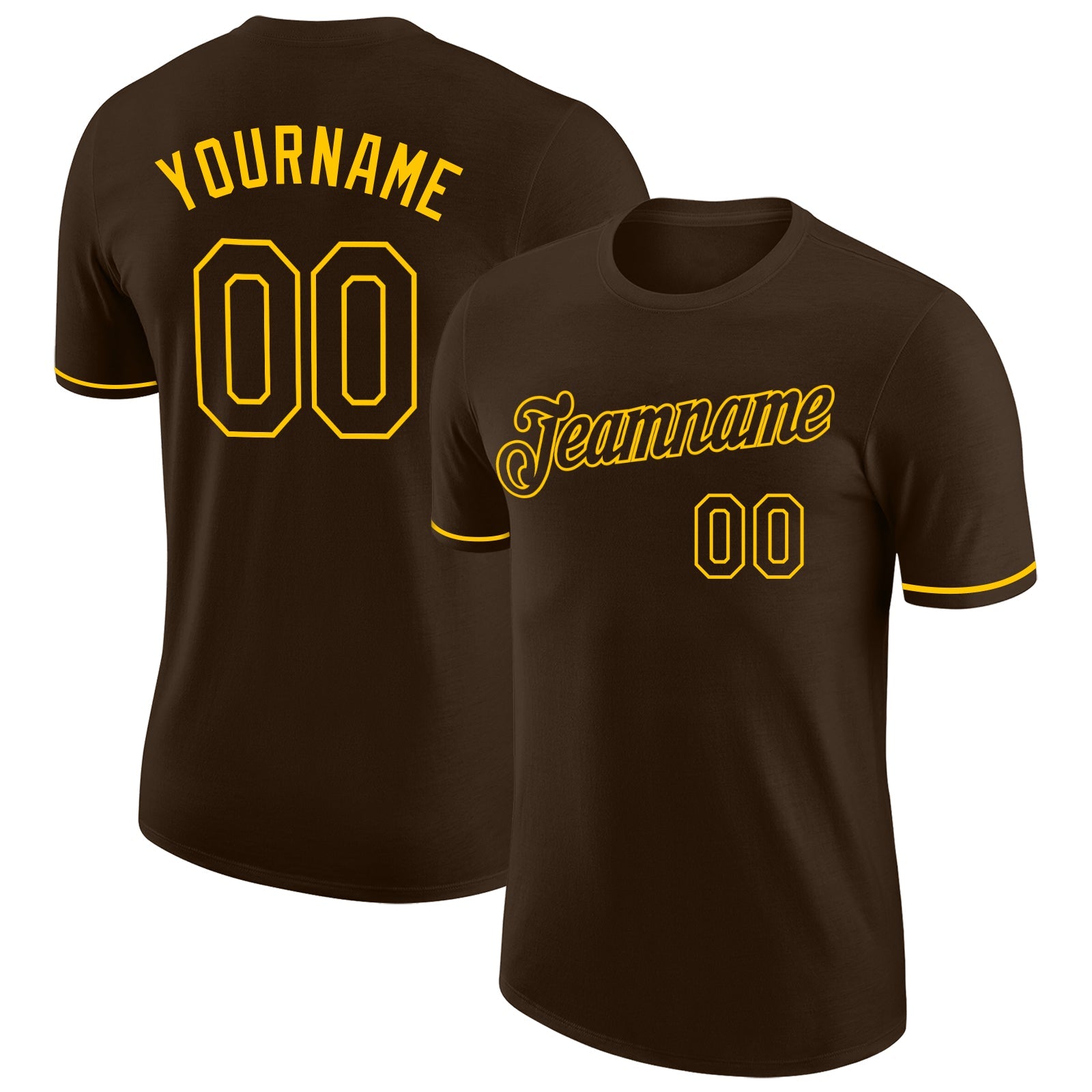 Custom Brown Brown-Gold Performance T-Shirt - Main View