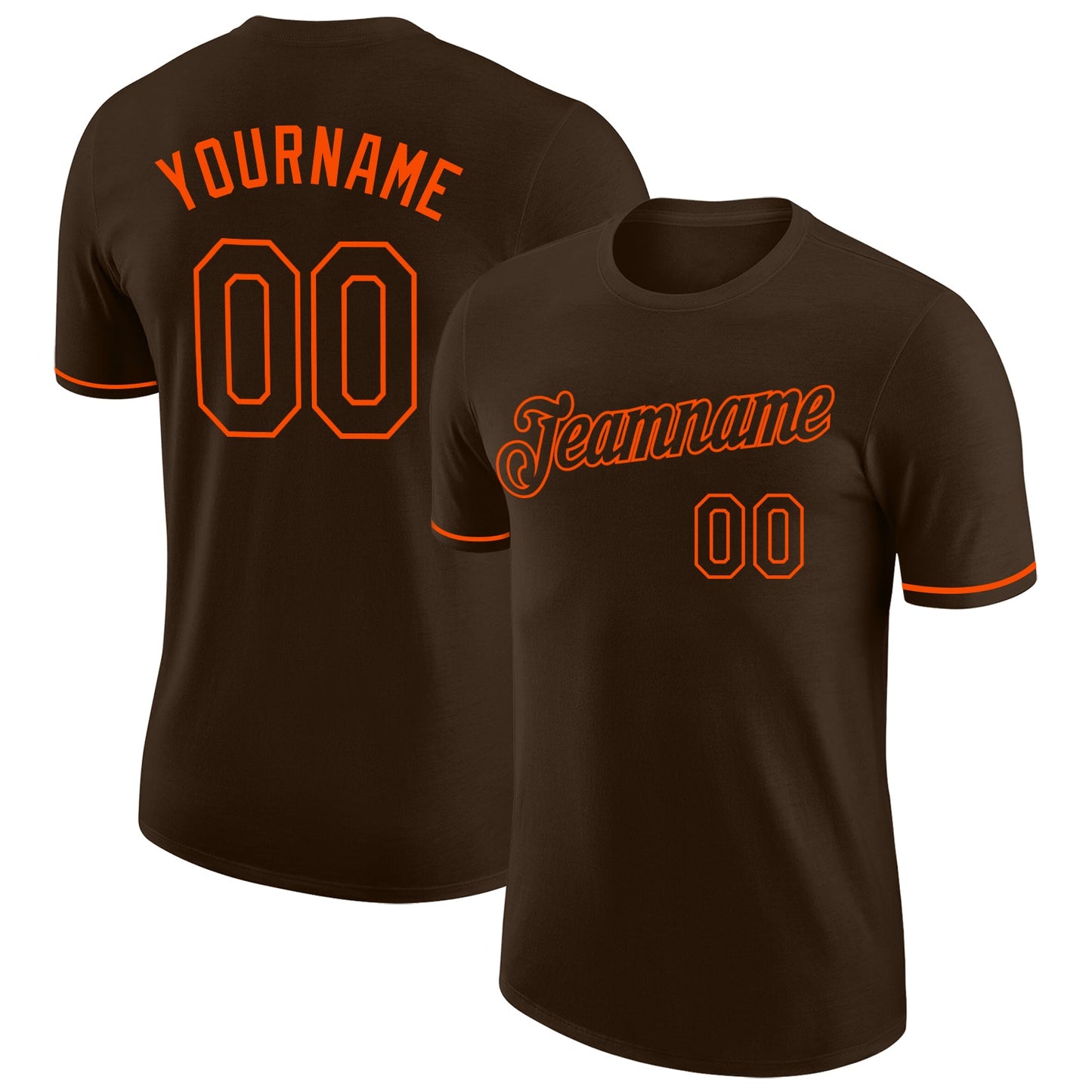 Custom Brown Brown-Orange Performance T-Shirt - Main View