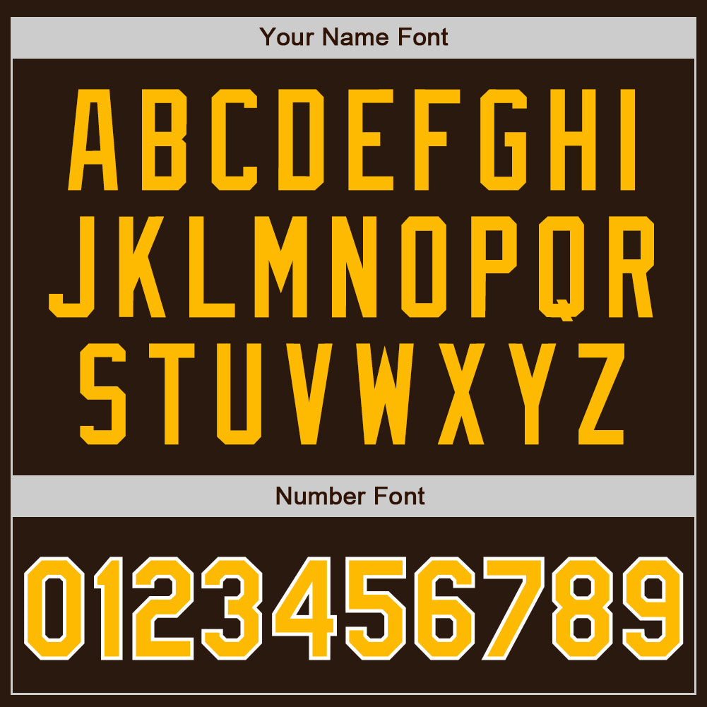 Custom Brown Gold-White Authentic Baseball Jersey view 5