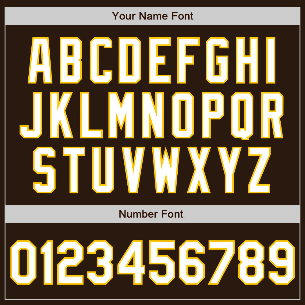 Custom Brown White-Gold Authentic Baseball Jersey view 5