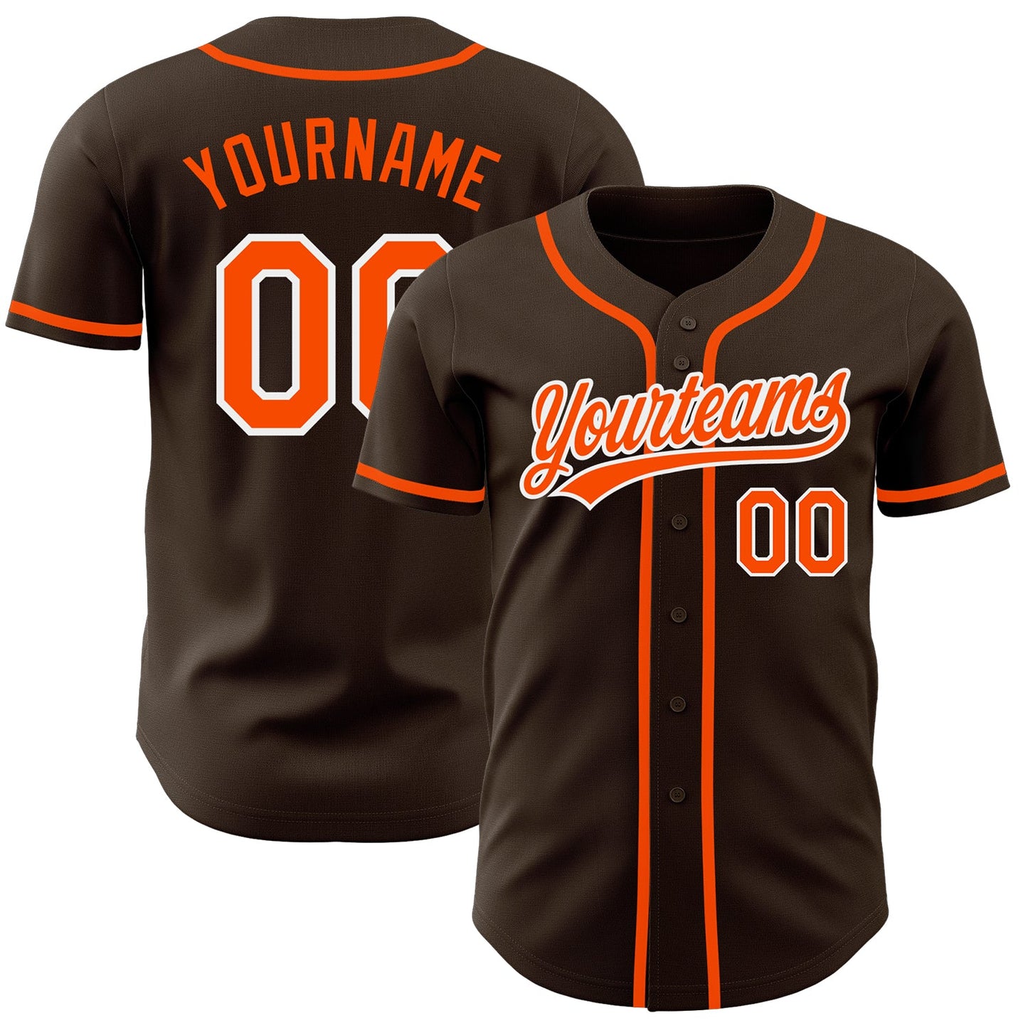 Custom Brown Orange-White Authentic Baseball Jersey - Main View