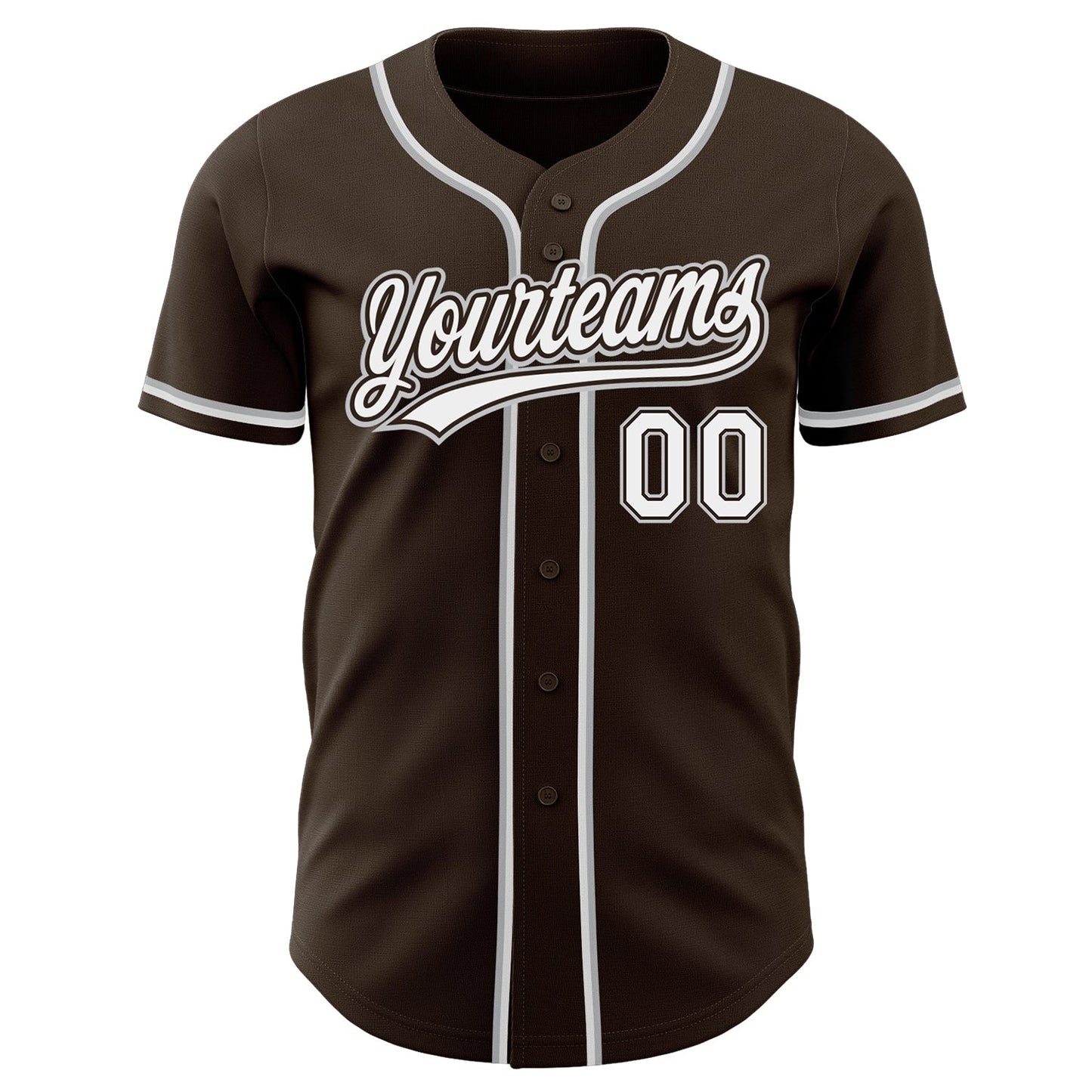 Custom Brown White-Gray Authentic Baseball Jersey view 2