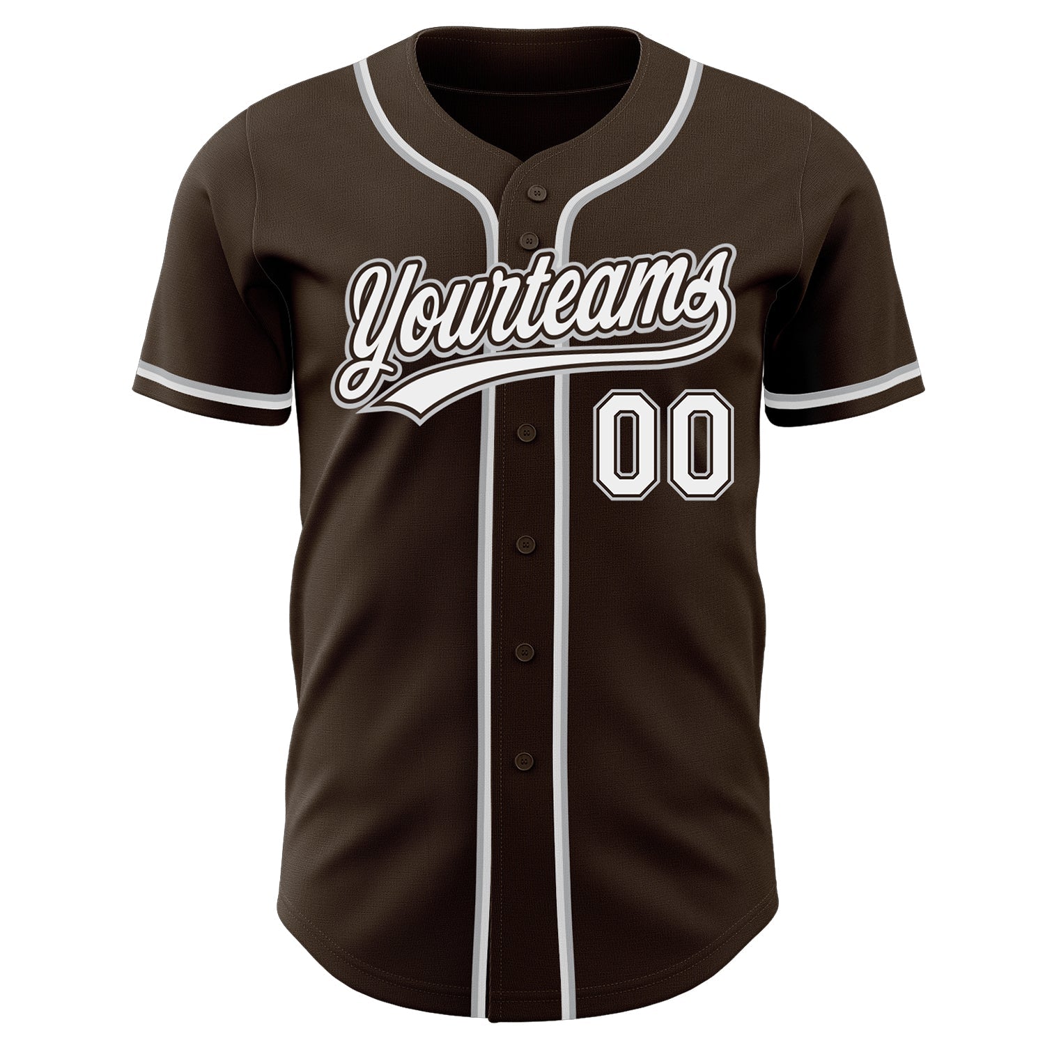 Custom Brown White-Gray Authentic Baseball Jersey view 2