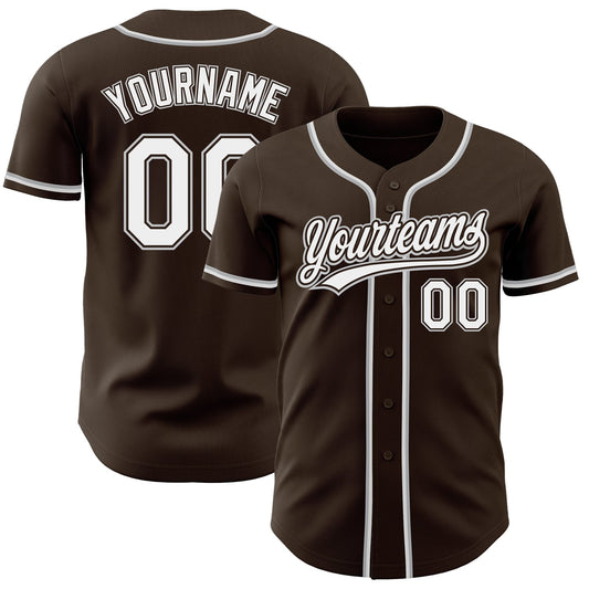 Custom Brown White-Gray Authentic Baseball Jersey - Main View