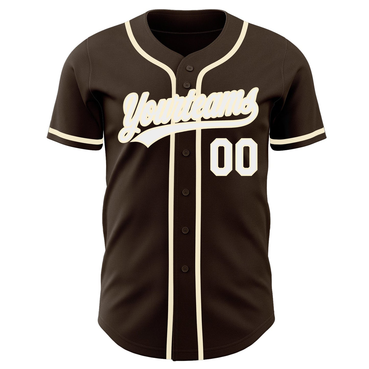 Custom Brown White-Cream Authentic Baseball Jersey view 2
