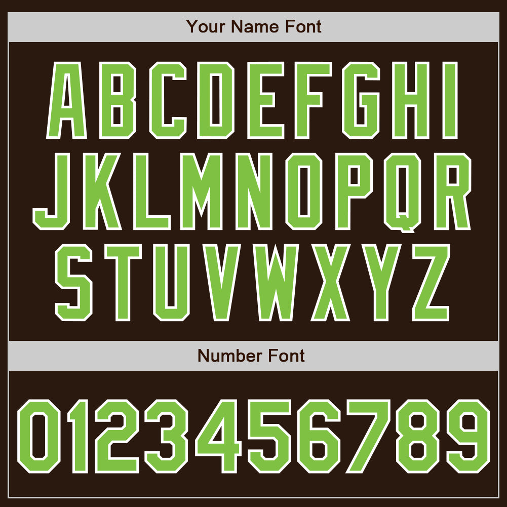 Custom Brown Neon Green-White Authentic Baseball Jersey view 5