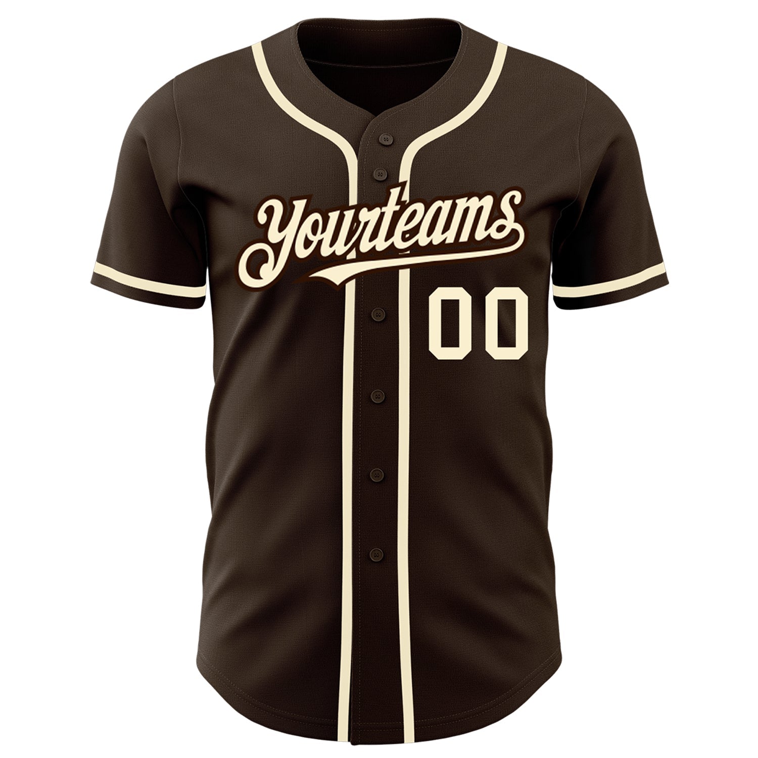 Custom Brown Cream Authentic Baseball Jersey view 3