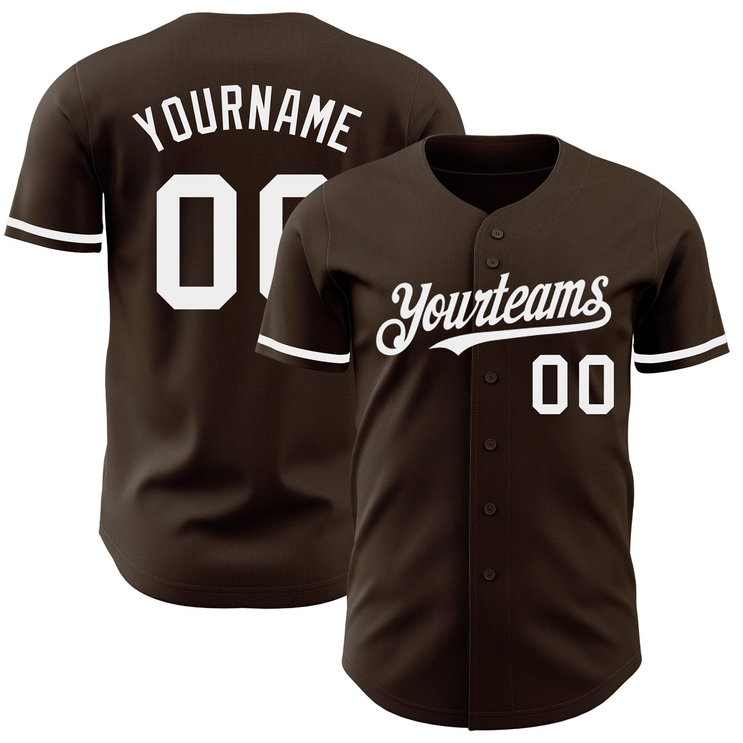 Custom Brown White Authentic Baseball Jersey - Main View