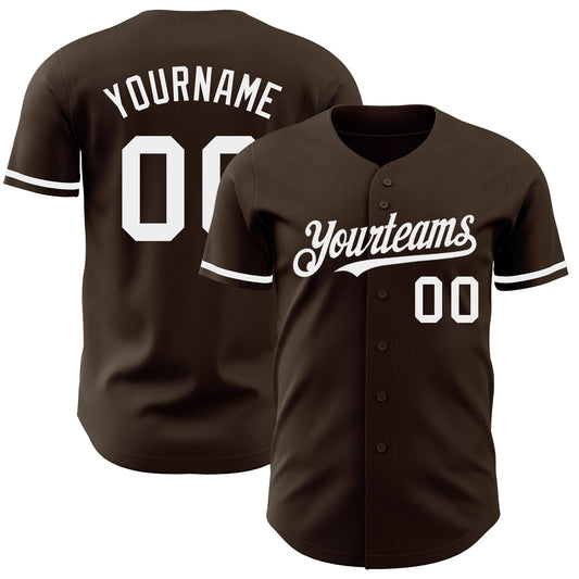 Custom Brown White Authentic Baseball Jersey - Main View