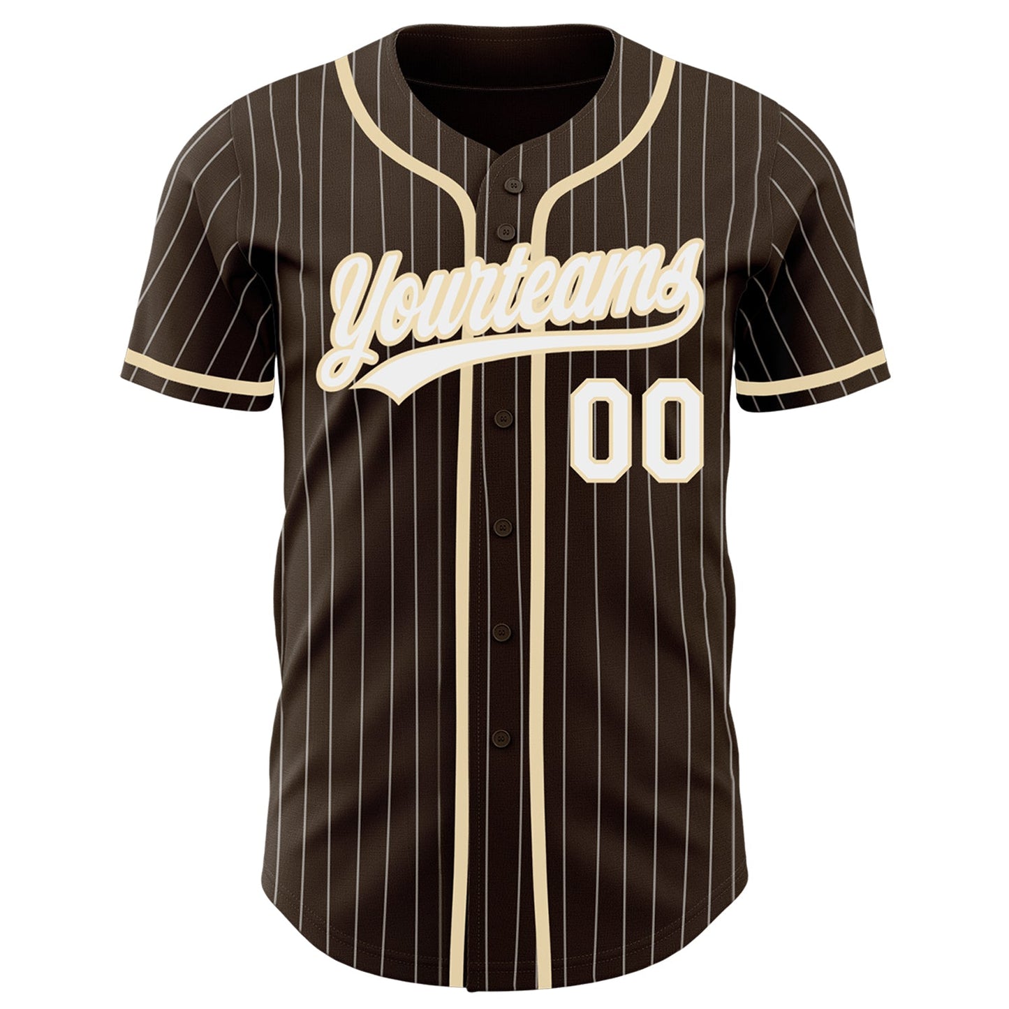 Custom Brown White Pinstripe City Cream Authentic Baseball Jersey view 2