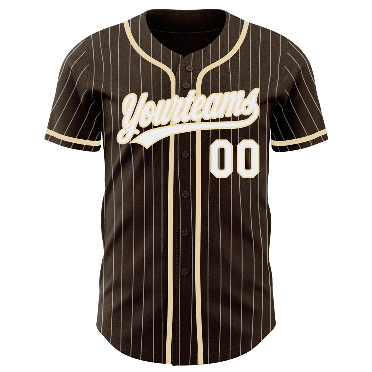 Custom Brown White Pinstripe City Cream Authentic Baseball Jersey view 2