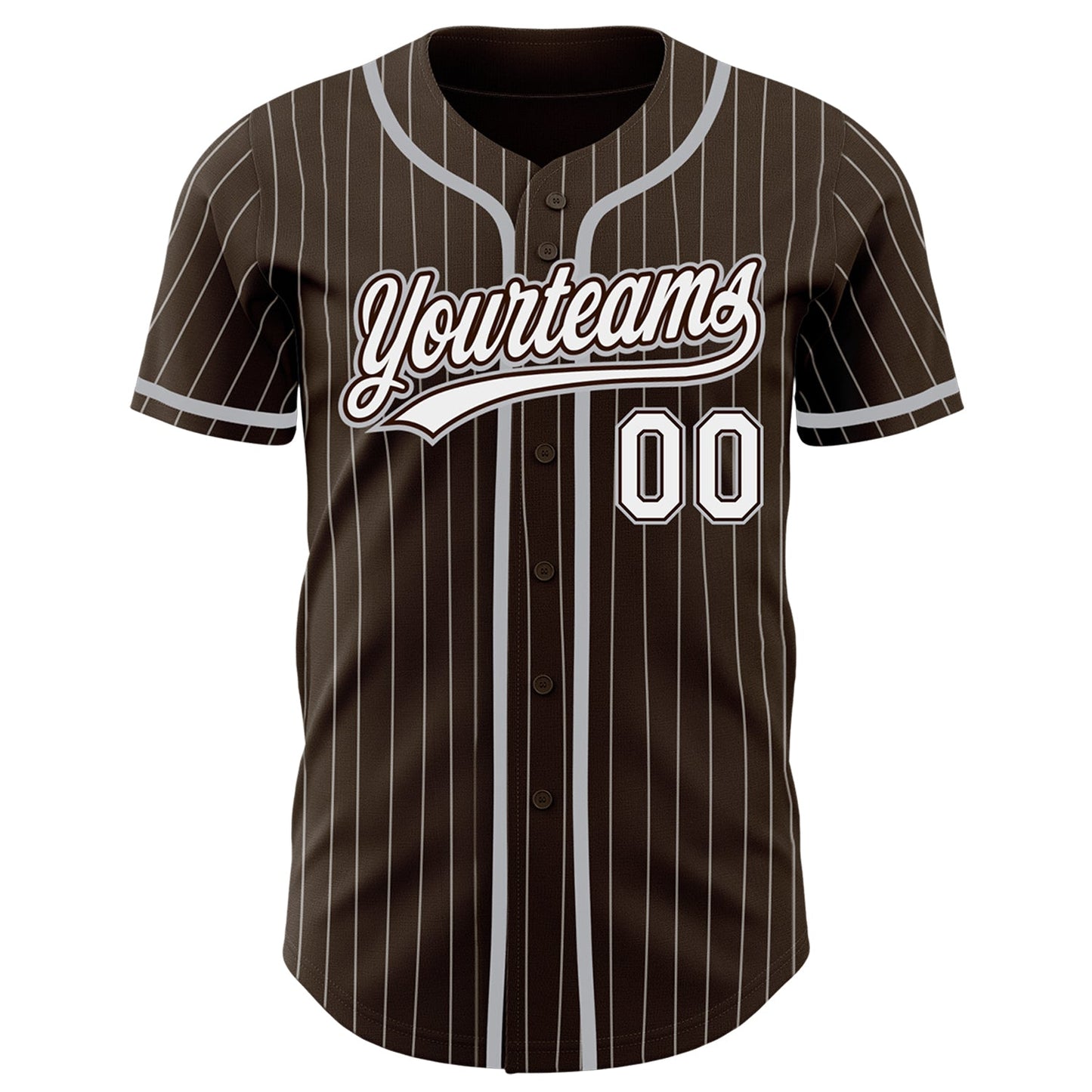 Custom Brown White Pinstripe Gray Authentic Baseball Jersey view 2