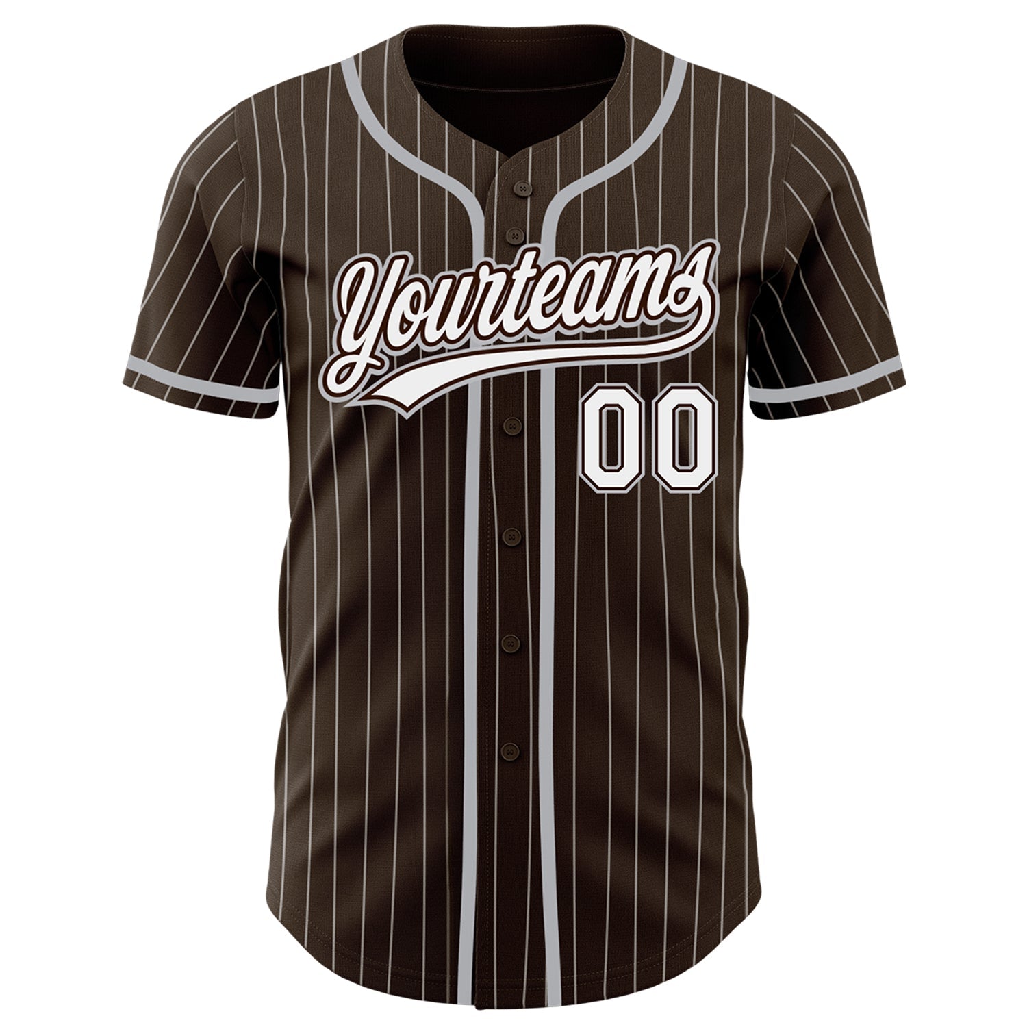 Custom Brown White Pinstripe Gray Authentic Baseball Jersey view 2