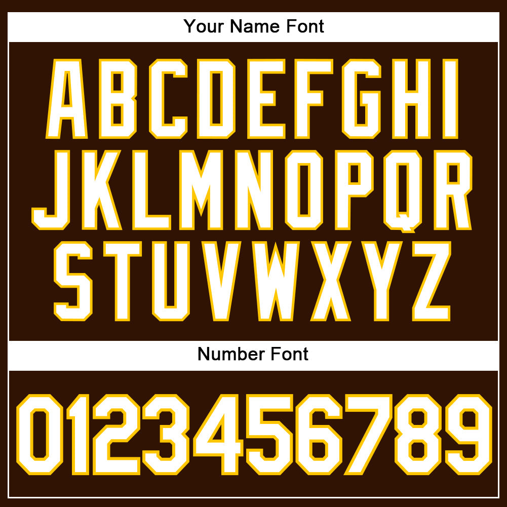 Custom Brown White Pinstripe Yellow Authentic Baseball Jersey view 5