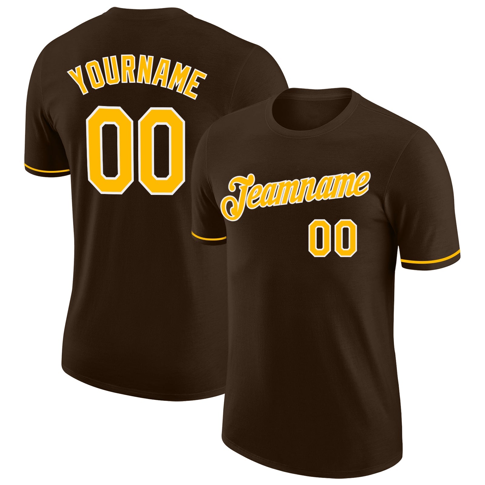Custom Brown Gold-White Performance T-Shirt - Main View