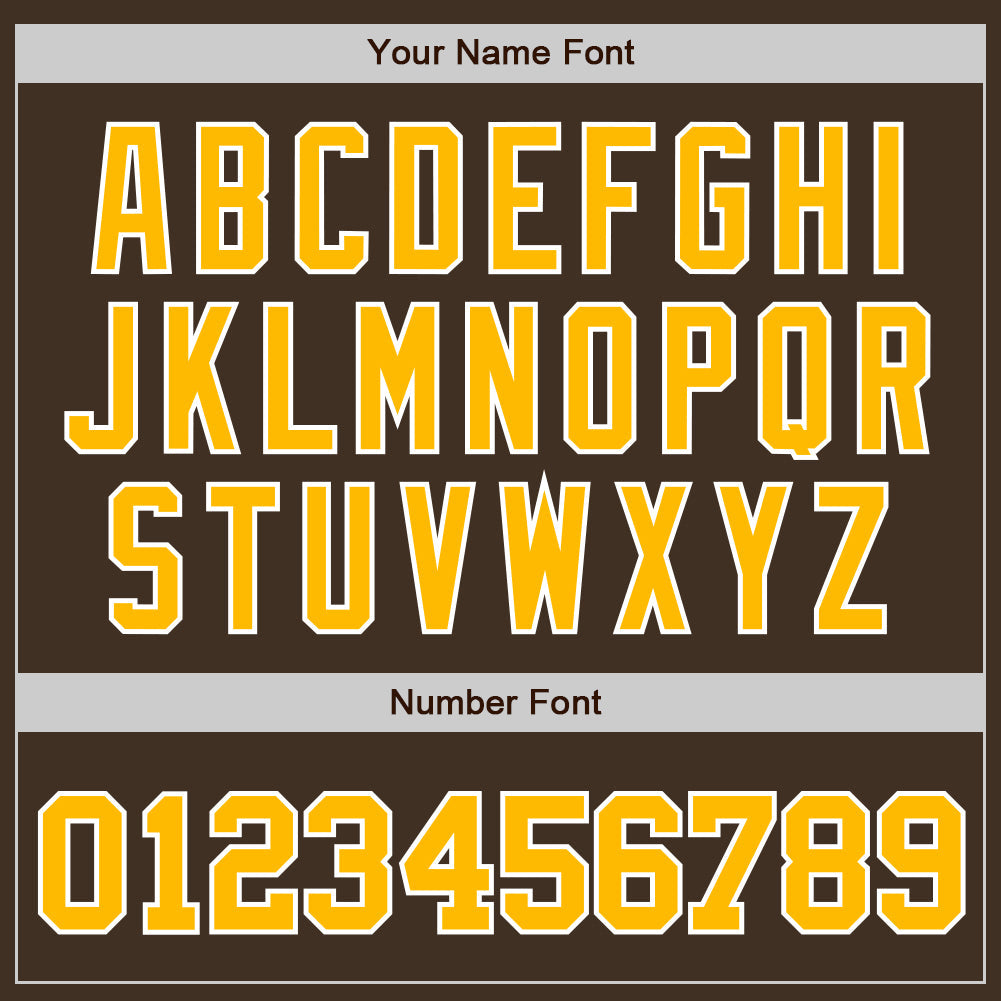 Custom Brown Gold-White Authentic Baseball Jersey view 5