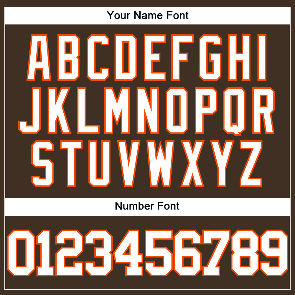 Custom Brown White-Orange Authentic Baseball Jersey view 5