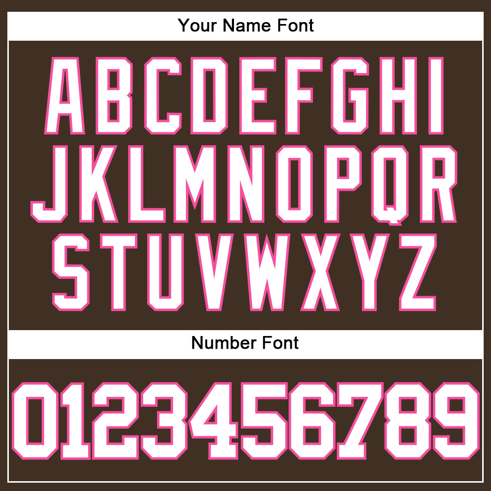 Custom Brown White-Pink Authentic Baseball Jersey view 5