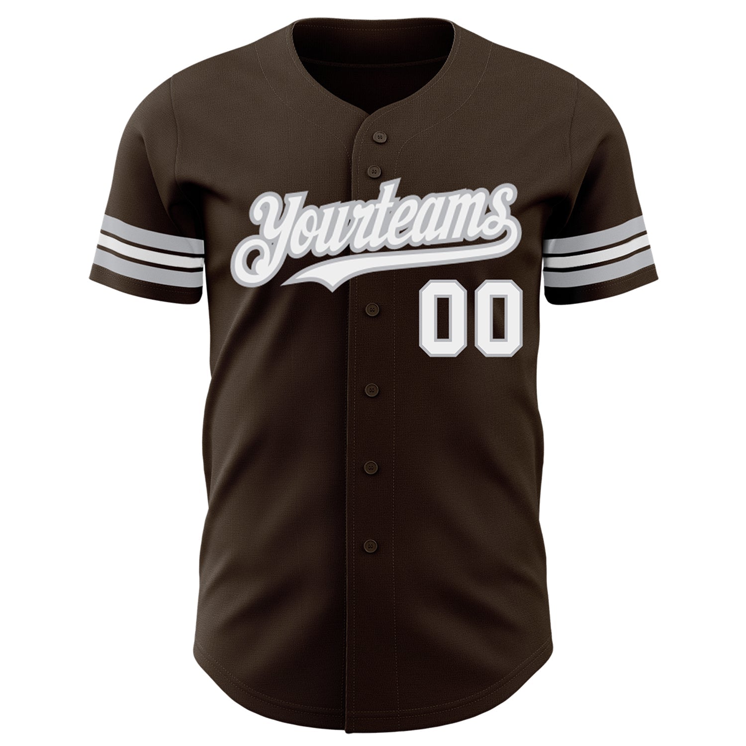 Custom Brown White-Gray Authentic Baseball Jersey view 2