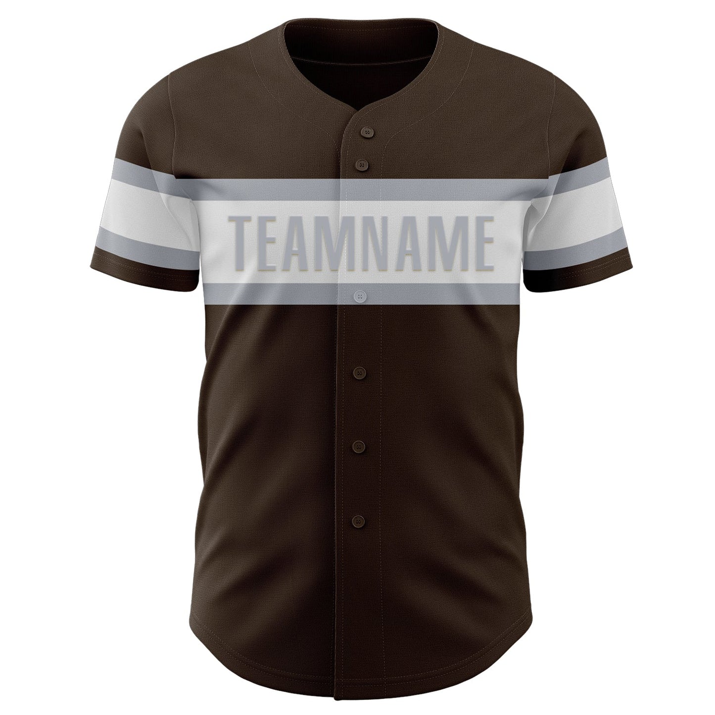 Custom Brown White-Gray Authentic Baseball Jersey view 2