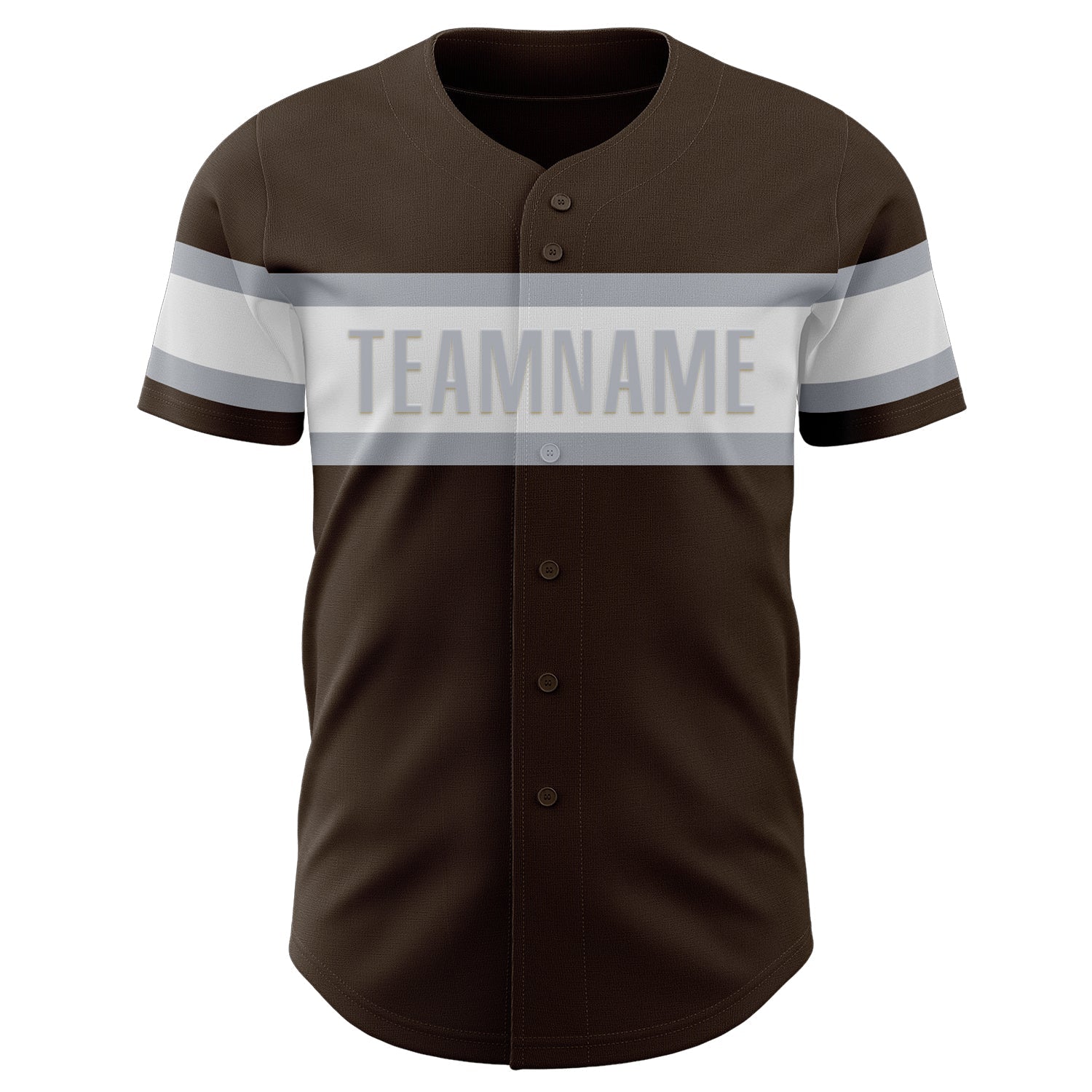Custom Brown White-Gray Authentic Baseball Jersey view 2