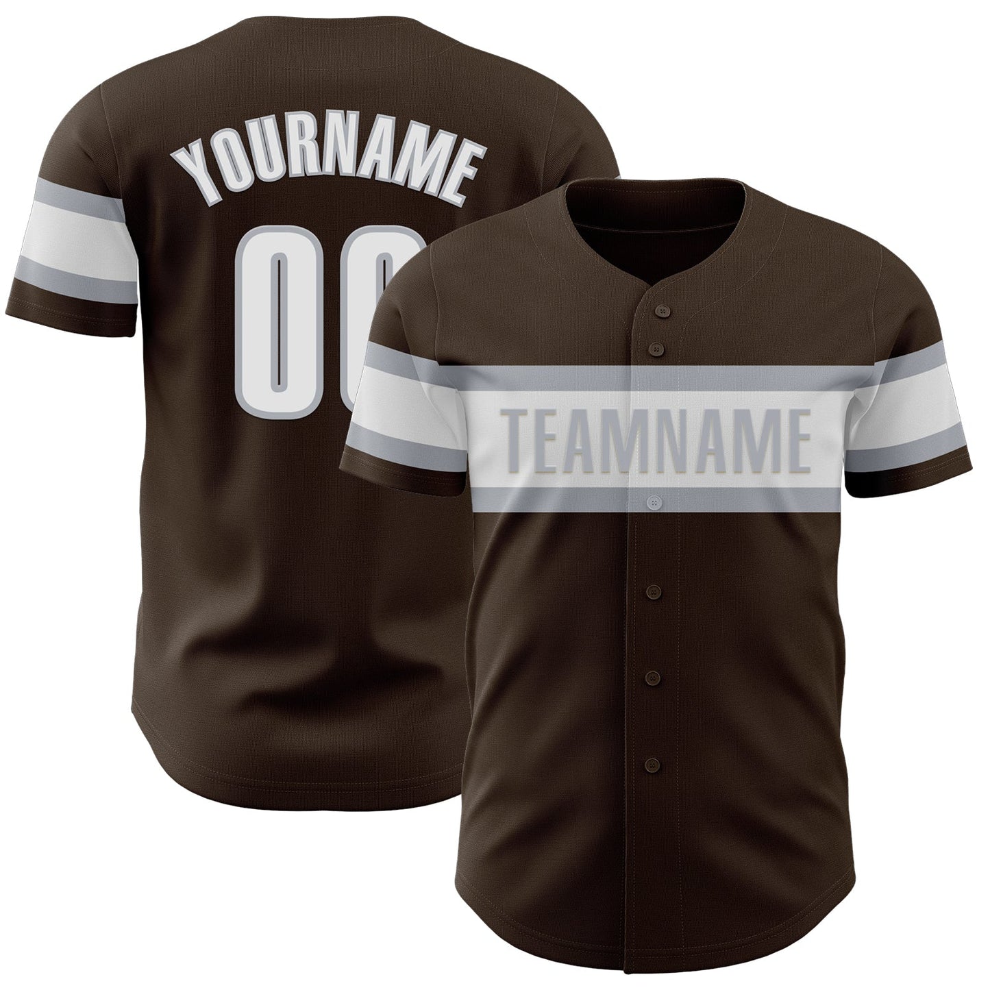 Custom Brown White-Gray Authentic Baseball Jersey - Main View