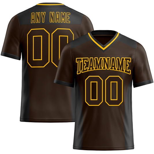 Custom Brown Gold-Black Authentic Football Jersey - Main View
