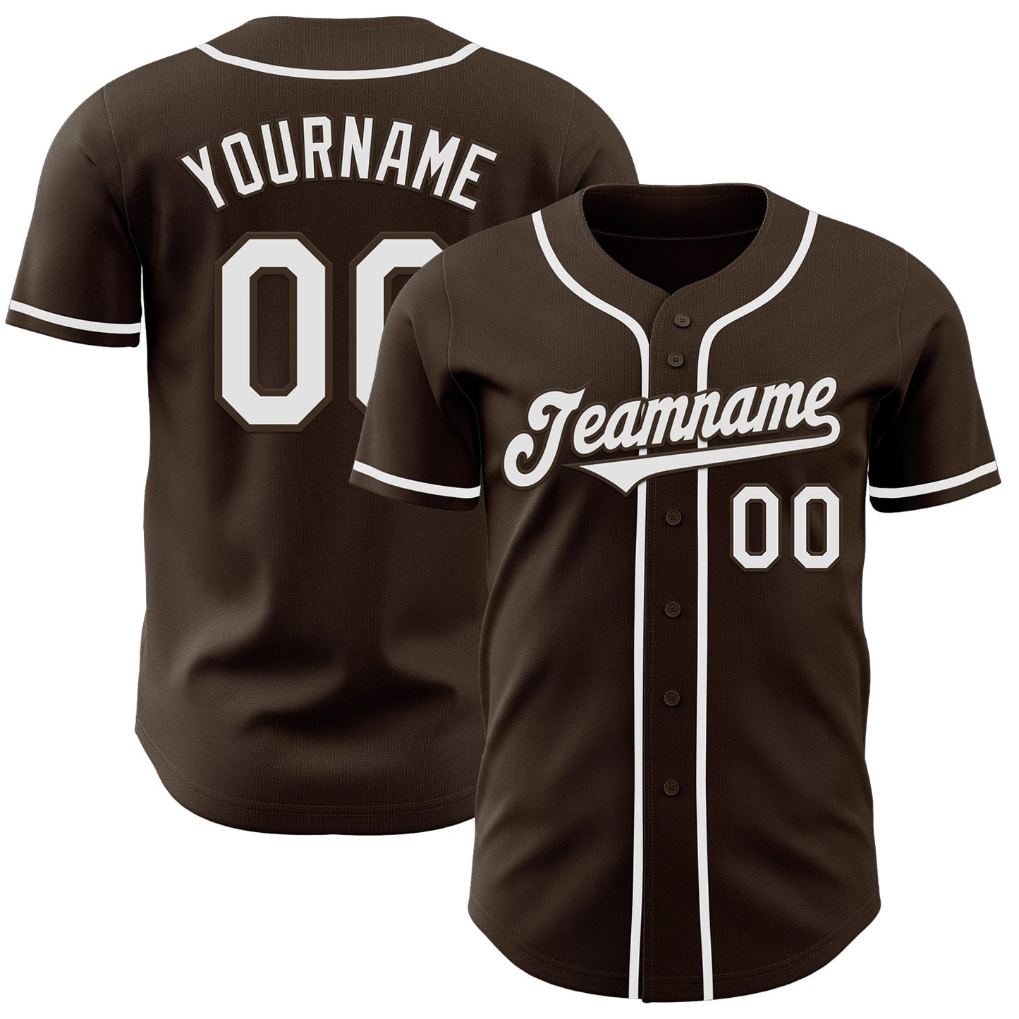 Custom Brown White Authentic Baseball Jersey - Main View