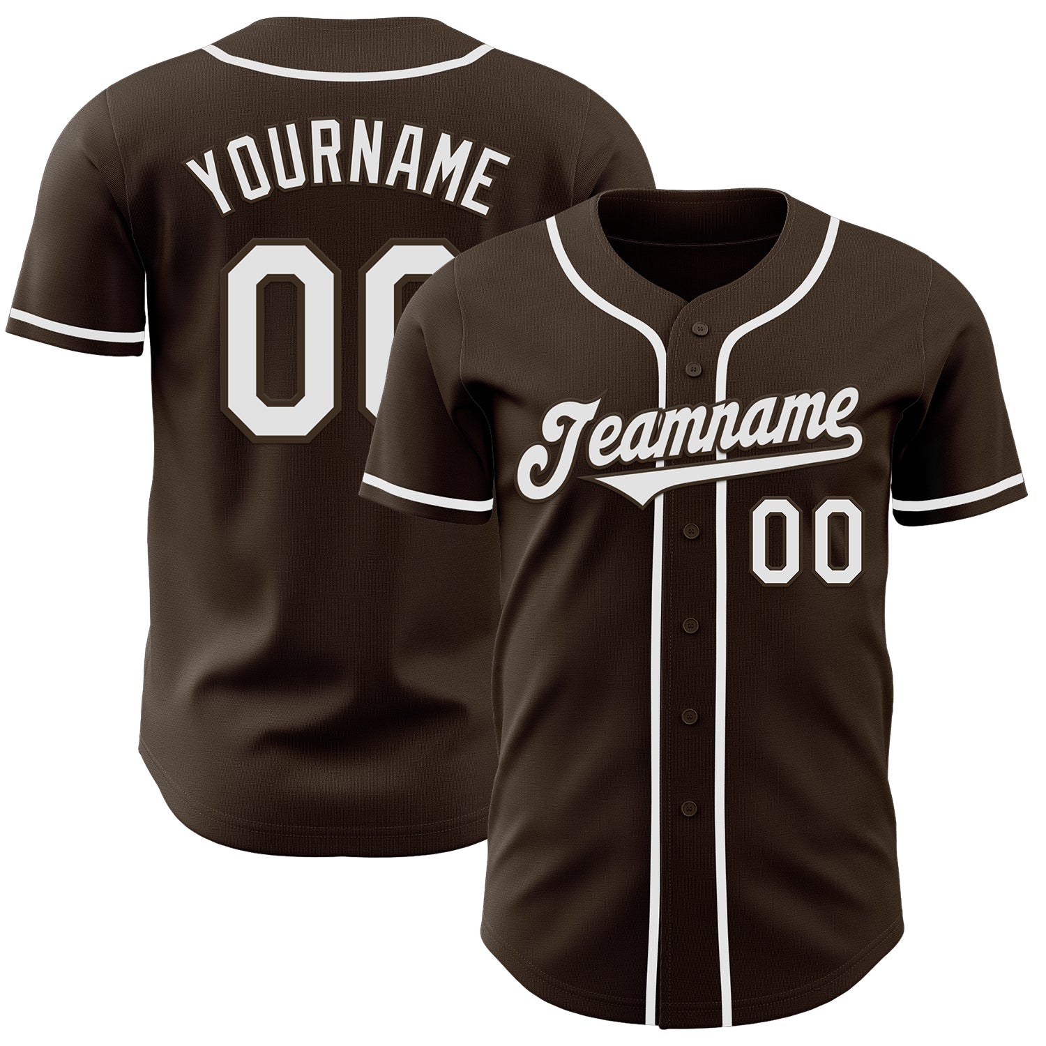 Custom Brown White Authentic Baseball Jersey - Main View