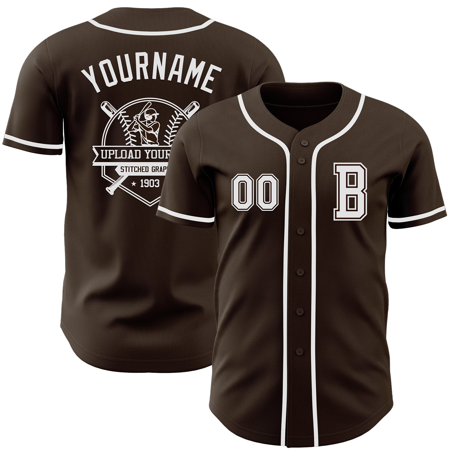 Custom Brown White Authentic Baseball Jersey view 5
