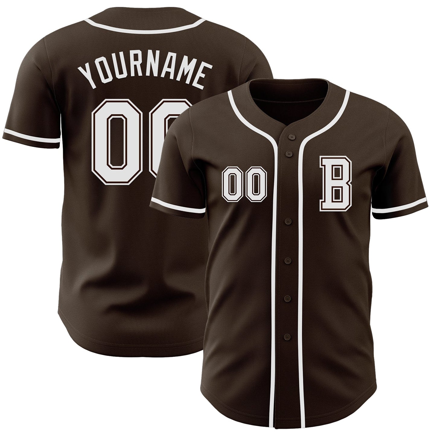 Custom Brown White Authentic Baseball Jersey - Main View